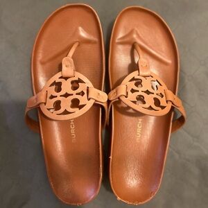 Tory Burch Tan Leather Slingback Flats